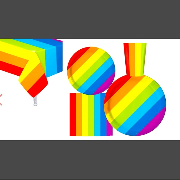 *NWT*Rainbow party supplies, plates, cups, table cloths. Serves 30 people🏳️‍🌈 - Picture 1 of 9